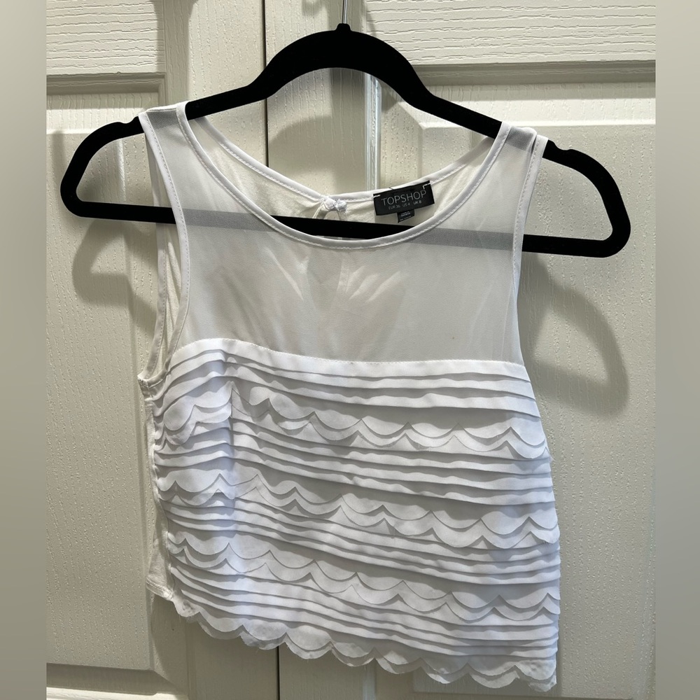 Topshop White Cropped Tank Top